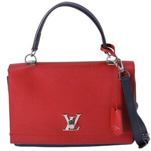 Louis Vuitton Lockme II Handbag M42859 Red Dark Navy Brown Leather